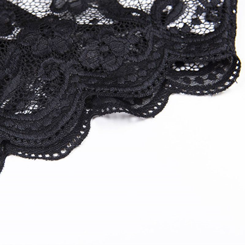 Sexy Lady Plain Hollow Lace V Neck Bodysuits