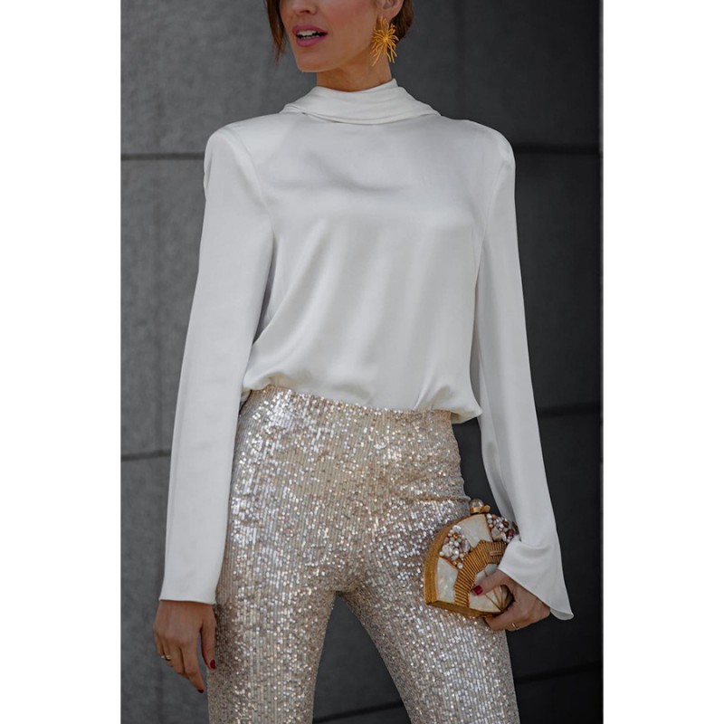 Women Fashion Casual Solid Color Loose Backless Long Sleeve Shirt